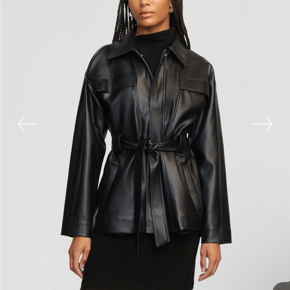 Modern Citizen Jackets & Blazers - Modern Citizen Kaden Tie-Waist Vegan Leather Jacket - Black / XS